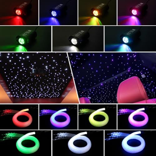 Image of AKEPO 6W Extremely Mini Twinkle Fiber Optic Starlights Headliner Lights Kit | 550pcs 9.8ft /3m End Glow Strands Music Activated APP&Remote Control Optical Star Ceiling Kit for Car /Home