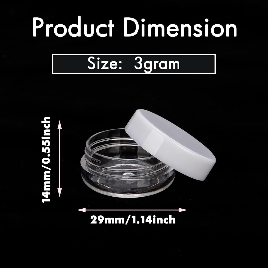 3 Gram Sample Containers with Lids, 200 Count Tiny Sample Jars, Empty Lip Balm Containers, Mini Cosmetic Container with Lids, Makeup Travel Container with Labels, Mini Disposable Spatulas