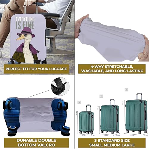 Image of WanderWraps Spendex Polyester Protective Luggage Cover | Hard Luggage Trolley Bag Cover | Washable | Dust Proof | Stretchable | L - 28 inch | Dapper-Drake