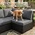 LayinSun 13 Pieces Outdoor Patio Furniture Set with 44" Fire Pit Table Rattan Sectional Sofa Conversation Sets