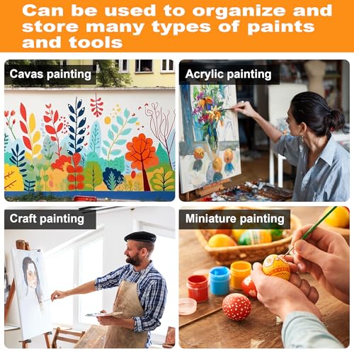 Image of uyoyous Wooden Paint Rack for Model Paints, Paint Rack Stand Painting Holder Organiser, Storage for Miniature Paints Set Art Tools