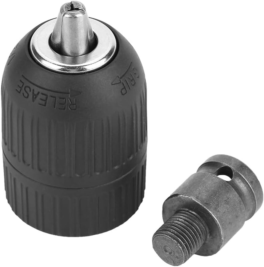 1/2" Thread Adapter & Keyless Drill Chuck 2-13mm Clamping Range - Impact Wrench Conversion Kit for Electric Drills 1pcs