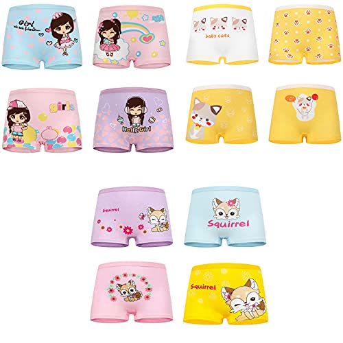 Culotte Filles,Enfants Culotte Boxer Slip Fille Lot de 12 Doux Coton Confortable sous-vêtements Bébé 2-12 Ans (A,XL-10-12 Years) Cover