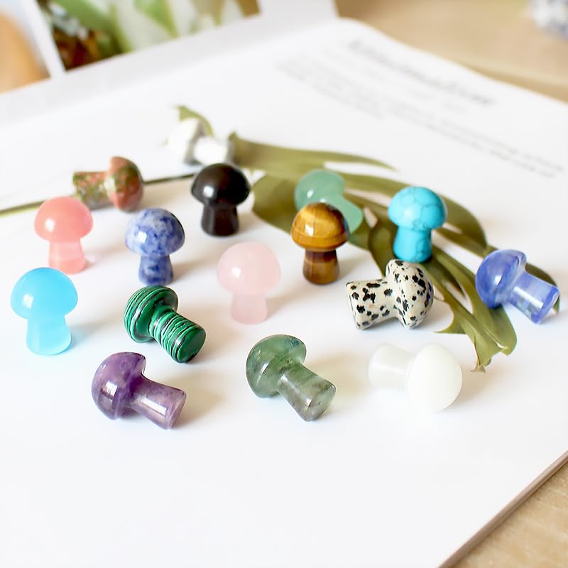 Namzi 10 Pieces of Natural Crystal Mushroom Ornament mini 2 * 1.5cm Small Mushroom Orange Crystal Stone Handicraft Desktop Ornament Decoration