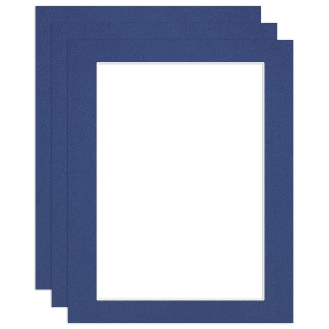 Procut Global 20x16" Blue Picture Mounts to Fit A3 Aperture - Precision Cut Cardboard Photo Mount - Ideal for Frames, Prints, Artwork & Certificates - Sizes & Colours Available - 3 Pack