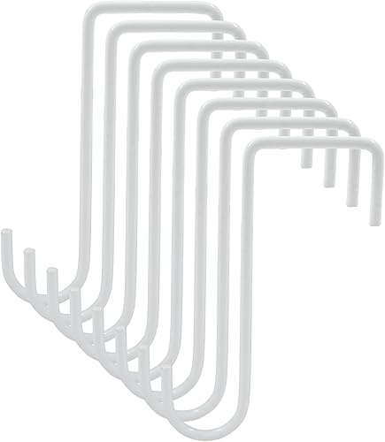 Hitefu 8 ganchos de vinilo para vallas, 2 ganchos de patio de 6 pulgadas, ganchos de acero con recubrimiento de polvo blanco para colgar comederos