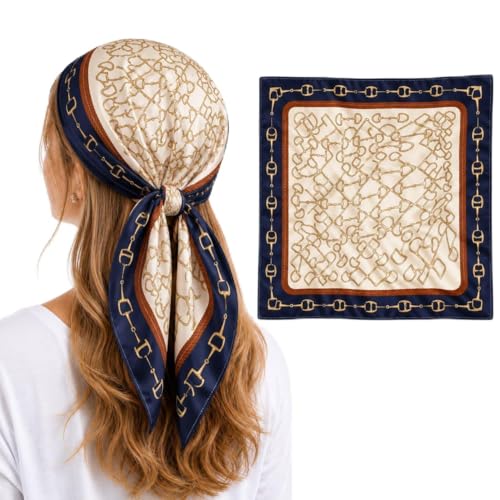 Image of Silk Like Head Scarf for Women Stylish Bandanas for Women Vintage Hair Scarf Wrap and Sleeping, Boho Floral Print Square Bandana Gift