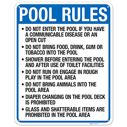 Wisconsin Pool Rules Do Not Enter Sign, Complies With State Of Wisconsin Pool Safety Code, (SI-62178) 24x30 Inches, 55 mil thick HDPS (high density polystyrene), Made in USA by Sigo Signs
