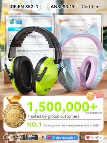 Image of Dr.meter Kids Ear Protection Ear Muffs: 32dB SNR Noise Cancelling Headphones for Kids, Adjustable Noise Reduction Hearing Protection for Autism Sensory, Fireworks, Concert w /Fun Stickers