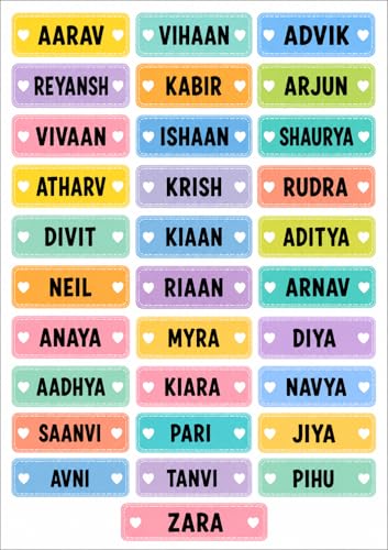 Image of UV DTF Sticker Set - Photo Sticker with Name Labels - Pack of 31 Premium Glossy Waterproof Stickers | Raised Embossed Finish | for Phone, Laptop, Bottle, Lunch Box (Name Sticker)