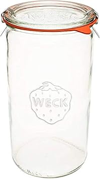 Weck Jar 974 - 1.5L Glass Jars with Large Storage Capacity - Preserving Jars with Airtight Lids Suitable for Pickling - Heat Resistant Canning Jars - Microwave Safe - 1 Jar with Glass Lid 54 fl. oz