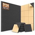 SD SODOCT 36 Pack 12 x 12 x 2 Inches Pyramid Acoustic Foam Panels, High Density Acoustic Foam, Self-Adhesive Sound Proof Foam Panels for Walls, Fire Resistant, Studio Wall & Ceiling Panels, Black