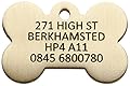 Solid Brass Dog Tags ENGRAVED for Dogs & Cats | DEEP ENGRAVING by BowWowMeow | Personalised Pet ID Tag, Deeply Etched & Customisable | Bone Shaped (Small)