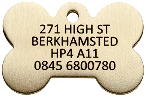 Pet-Tags Bow Wow Meow mit Personalisierung Hundemarke Knochen aus Massivem Messing (Groß) | GRAVURSERVICE | Lasergravierte, Personalisierte Haustiermarke Cover