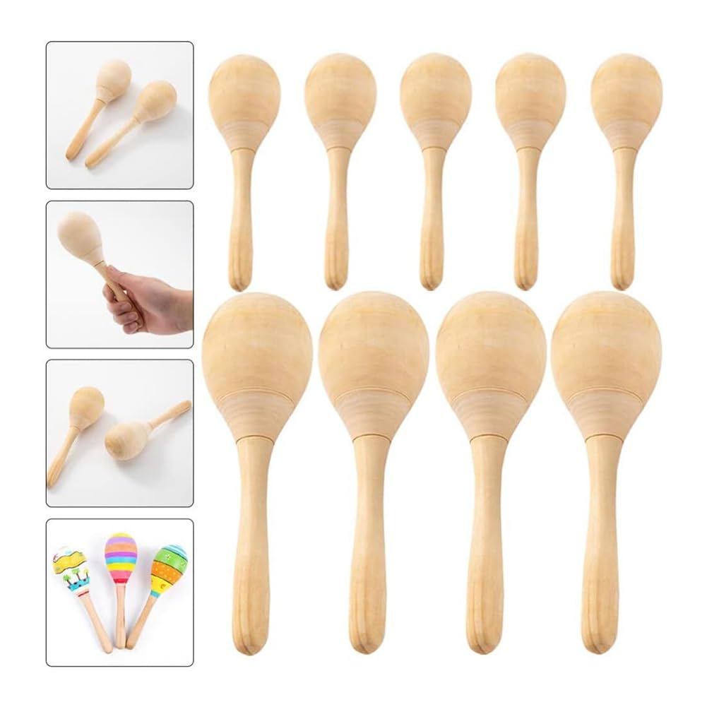12 Piezas de Maracas de Madera Sin Terminar, Agitador de Rumba de Madera en, Sonajero Orff, Instrumento Musical de Percusión Manual