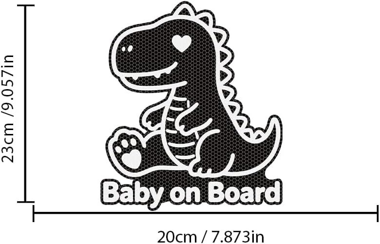 High Reflective Dinosaur Car Decal,Cartoon Dinosaur Baby On Board Sign Baby in Car Vinyl Sticker for Car Window Bumper Safety Warning Signs Decals Decor (White) image 5