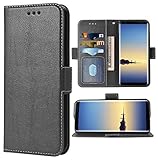 Phone Case for SSamsung Galaxy Note 8 Folio Flip Wallet Case,PU Leather Credit Card Holder Slots Heavy Duty Full Body Protection Kickstand Protective Phone Cover Note8 SM N950 Women Men Black
