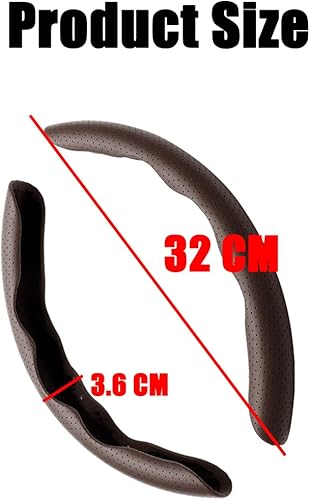 Miniatura 2 de LoyaForba Funda universal para volante de automóvil, protector universal de cuero segmentado de 15 pulgadas, antideslizante y suave, transpirable,
