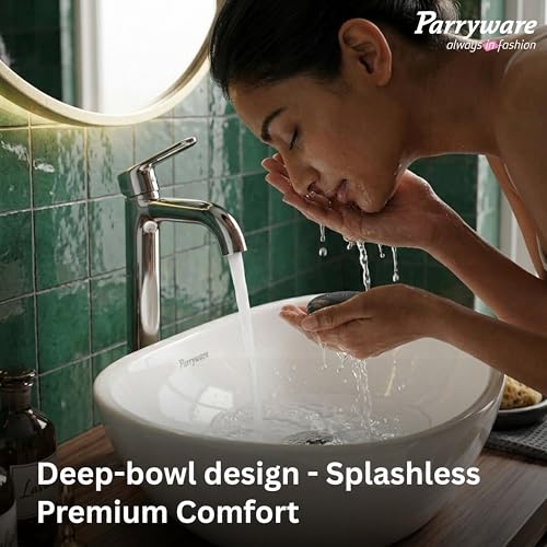 Image of Parryware VALLURE bowl basin | Glossy Finish | Wash Basin Over Counter | Wall Mount Sink (410 x 365 x 185 mm) | C04621C