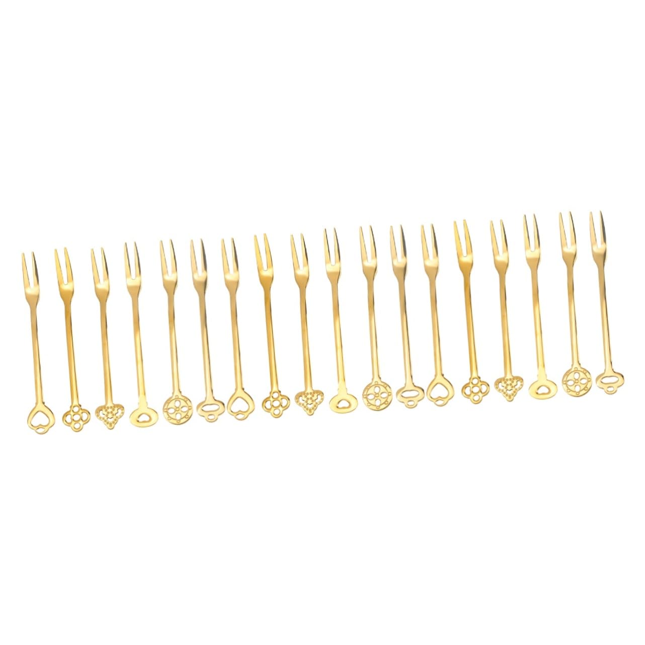 OUNONA 18piezas Tenedores De Fruta De Acero Inoxidable Reutilizables Para Fiestas Utensilios De Mesa Elegantes Aptos Para Hotel Bar y Eventos Dorado Con Caja