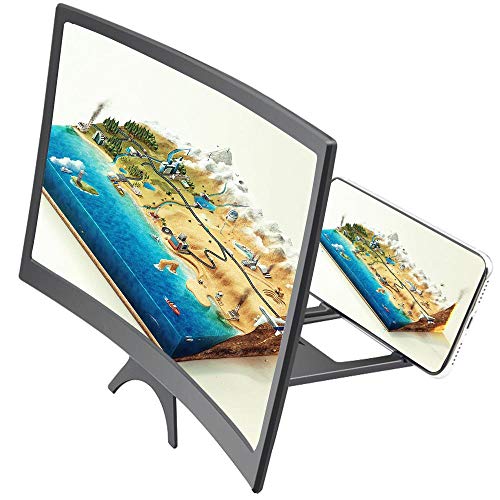 Peedeu 3D Curve Screen Magnifier, 12'' Telefoon Screen Amplifier, Draagbare Home Cinema Mobiele Telefoon Screen Enlarger, Scherm Vergrootglas Met Houder Stand (2019 Upgraded)