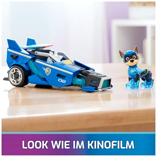 PAW PATROL: Der Mighty Kinofilm, Superhelden-Fahrzeug Spielzeugauto von Chase mit Welpenfigur, Polizeiauto mit Licht- und Geräuscheffekten… – Ansicht 2