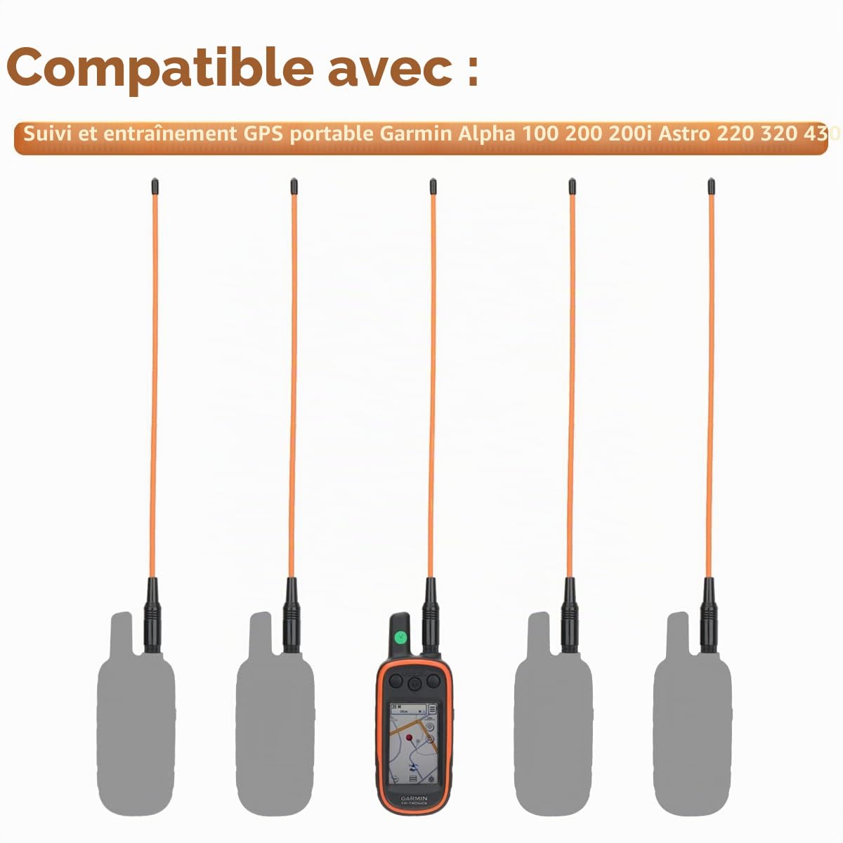 Antenne récepteur flexible longue portée orange 38,1 cm pour Garmin GPS Alpha 100 200 200i Astro 220 320 430, orange