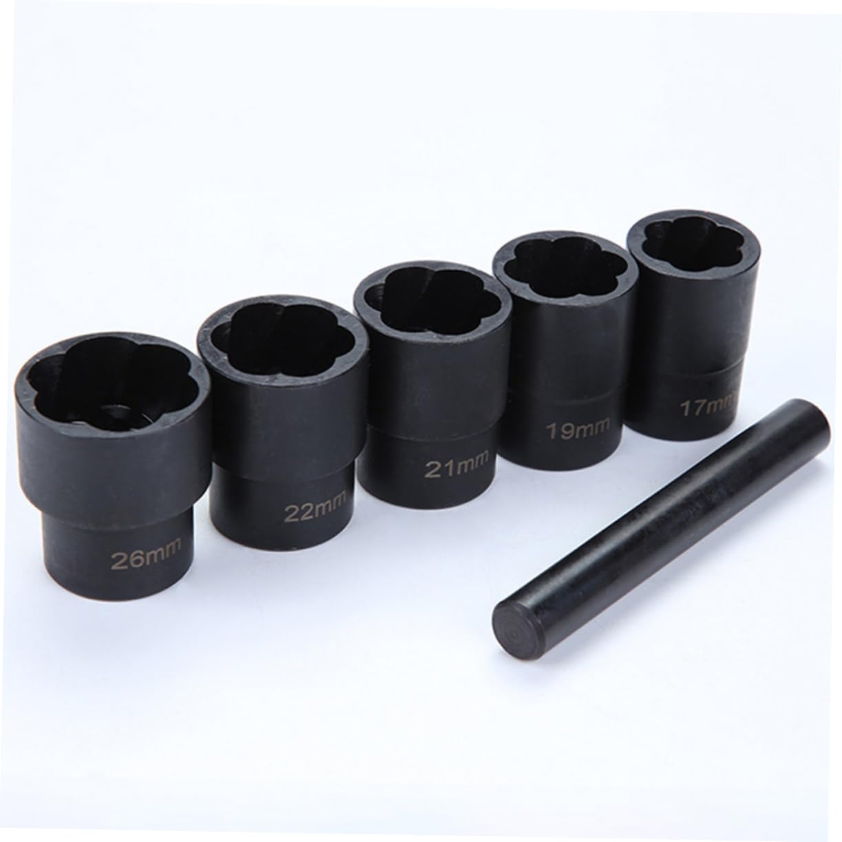 jojofuny 6 PCS Set Estrattori Viti Danniato in Acciaio Vanadio Cassetta Strumenti 17-26mm
