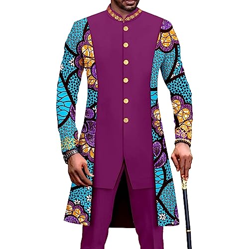 Men`s Bussiness Suit Slim Fit Embroidery Blazer and Trousers 2 Piece Set Print Outfits African Clothes