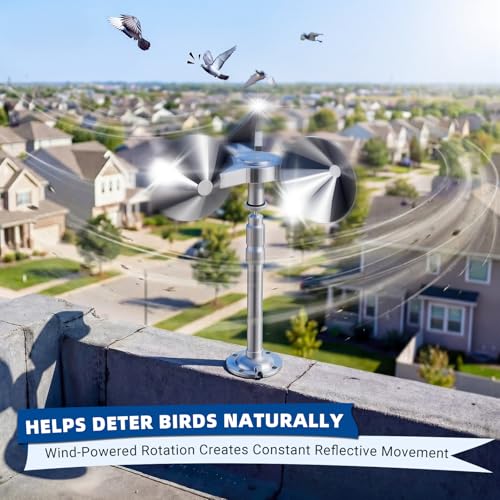 Ahuyentador de pájaros para huerto y jardín con rotor reflectante resistente al viento 7