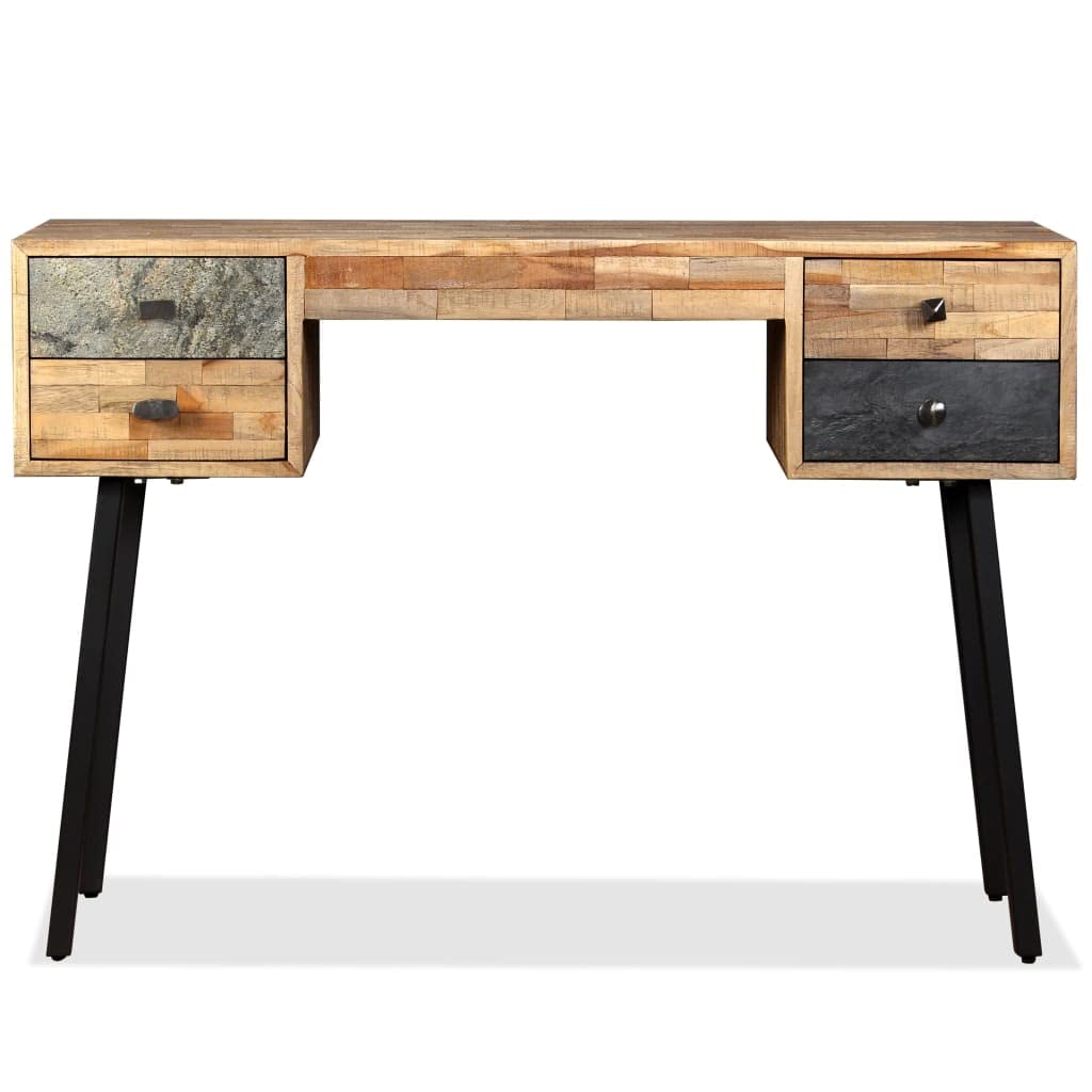 Tavolo Soggiorno Scrivania Salvaspazio Banco Da Lavoro Tavolo Consolle Scrivania in Legno Massello di Teak di Recupero 110x50x76 cm per Camera Da Letto Studio Soggiorno Sala Studio