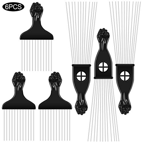 6PCS Afro Combs Metal African American black Fist Pick Comb Hairdressing Styling Tool