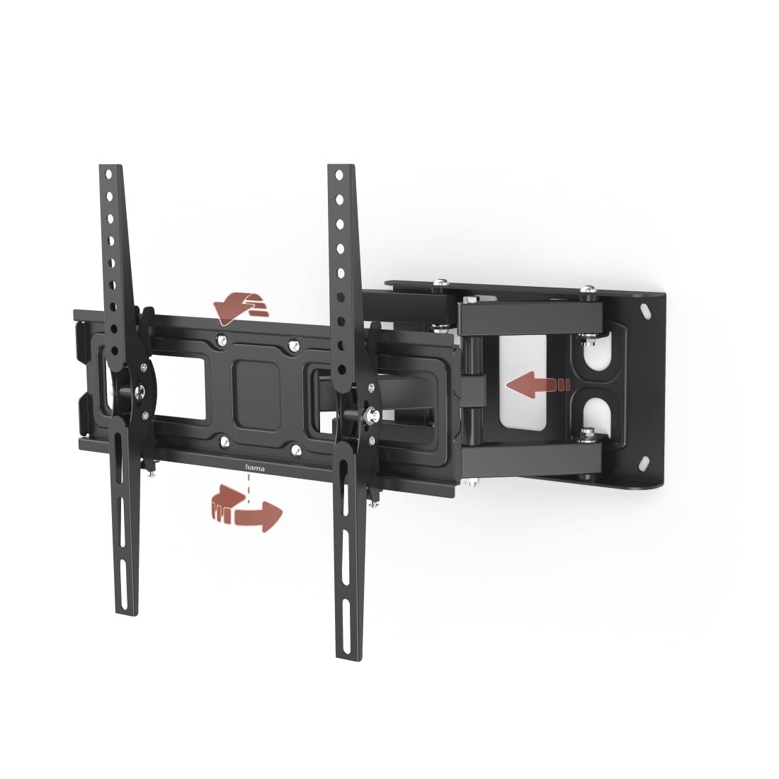 Hama - Soporte de Pared para TV (Giratorio, inclinable, telescópico, 10 años, TV de 32" a 65", 165 cm, 40 kg, inclinación -15°/+15°, rotación 160°, VESA 400 x 400, gestión de Cables, Tacos Fischer),