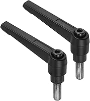 Vista 23 de uxcell 2 manijas de palanca de sujeción, M5 x 0.787 in, perno macho roscado de acero inoxidable 304, asas ajustables de bloqueo de trinquete