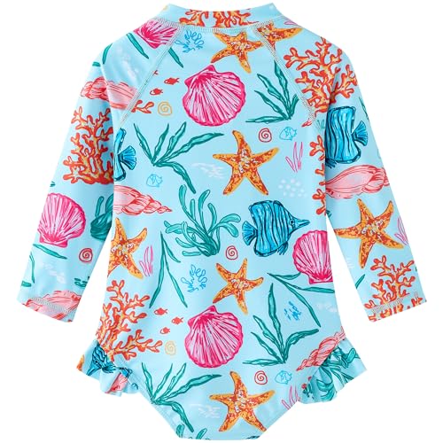 Image of Baby Girls' One Piece Swimsuit Long Sleeve Rash Guard Swimwear
