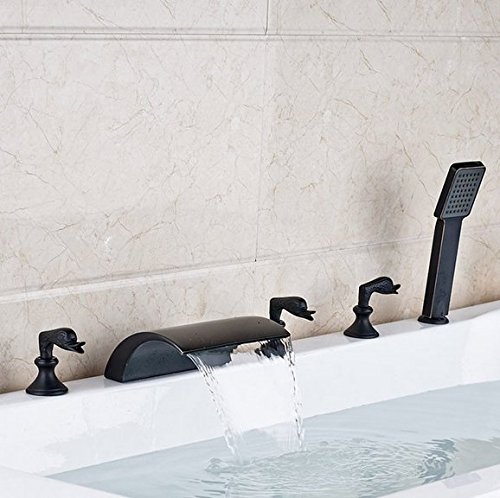 Robinet baignoire cascade LED mélangeur trois poignées salle de bain douchette