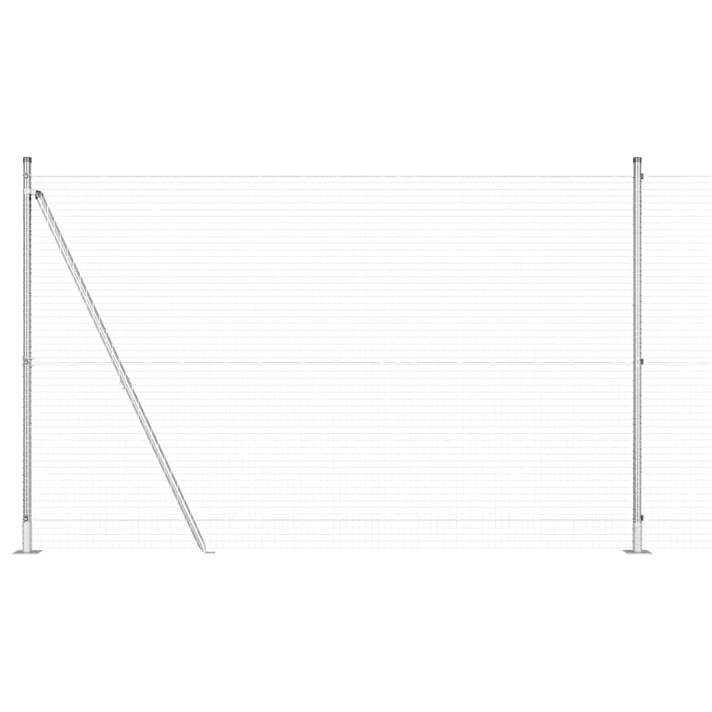 Steel Fence Post Silver 10 x 1.6 m 25 x 25 mm Mesh Outdoor Garden Security Barrier Weather Resistant Powder Coated Modular Fence Panel Posts Set 5 Pack for Patio Terrace Boundary
