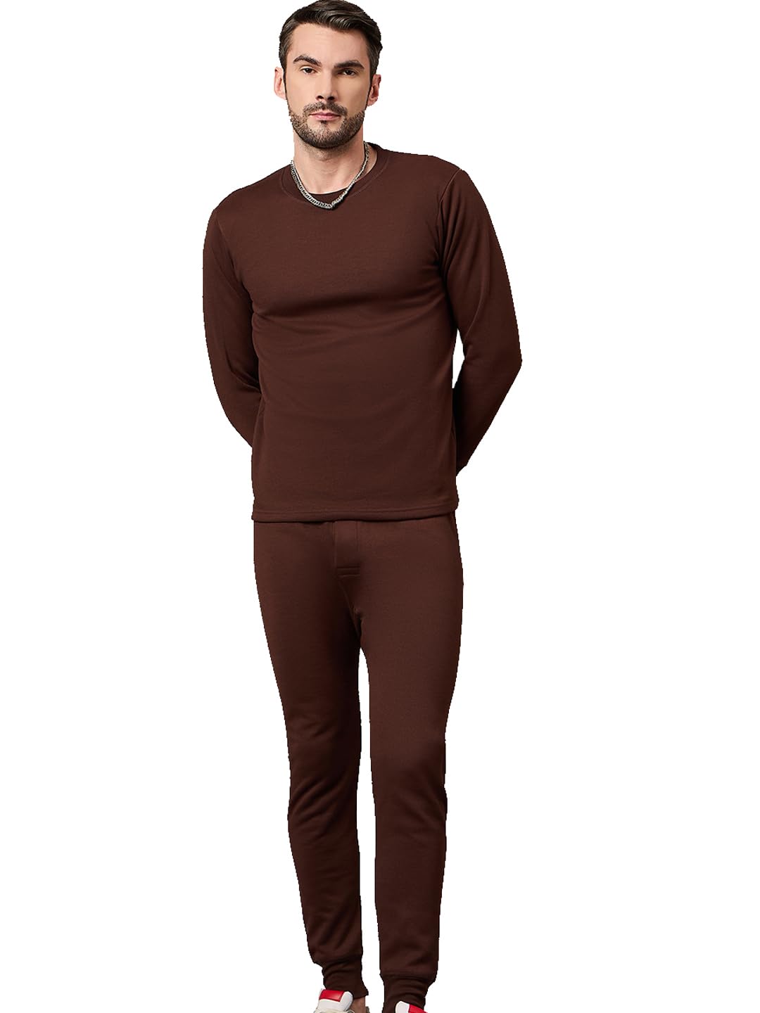 bronation Men's Russian Fleece Thermal Set-THFUR-Brown-picture-52