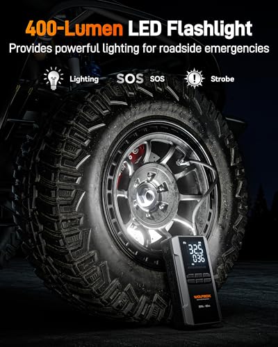 Image of WOLFBOX 3000A Car Jump Starter with 160PSI Air Pump, 16000mAh Portable 12V Jump Starter for Car Battery (8L Gas 6L Diesel Engines), 65W Type-C Fast Charging, with Boost Mode, LED Light & Jumper Cables