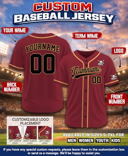 Custom Baseball Jersey for Men Women Boys Girls Youth Kids, Custom Jersey Baseball Printed Team Name Number Logo miniatura 2