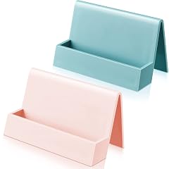 Zonon 2 Pieces Business Card Holder for Desk Desktop Modern Plastic Name Card Display Creative Cute Name Rack