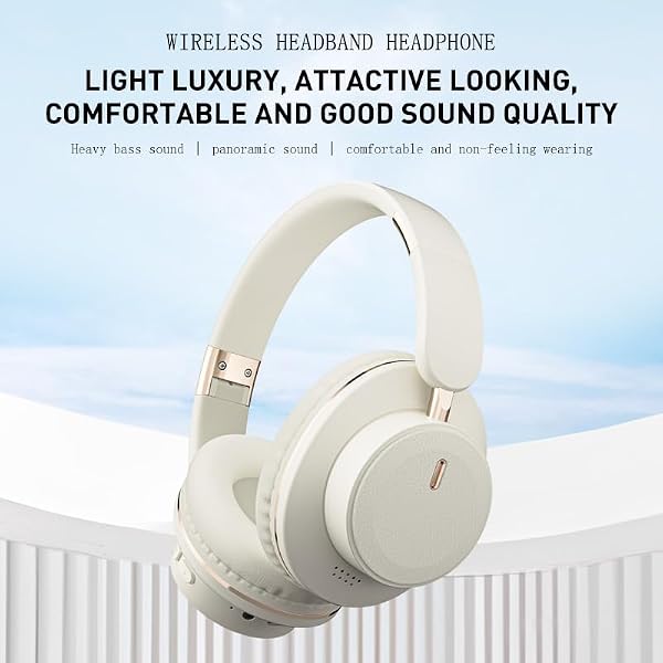 VANTREEGAO Bluetooth Over-Ear Headphones, Foldable Wireless Headphones with Hidden Mic for Cell Phone, PC, Laptop, Suitable for Music, School, Workouts, and Gaming (White) by VANTREEGAO - Used condition - Image 3