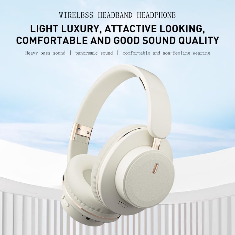ABEAUROOSE Foldable Bluetooth Headphones with Hidden Mic, Portable Over-Ear Wireless Headphones for Cell Phone, PC, Laptop, Suitable for Music, School, Workouts, and Gaming (White) - image 3