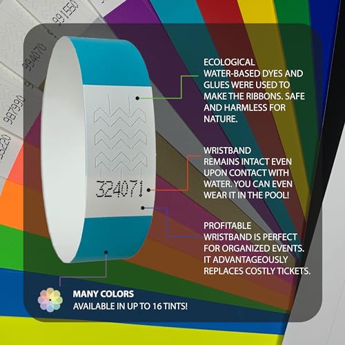 CINTAPUNTO - Einlassbändchen Papier - Eintrittsbänder 1000 Stück - Einlassbänder - Festival Armbänder - Party Bändchen Einlass Eintritt - eintrittsbändchen - Bänder Club - wristband - Aqua