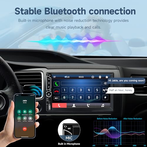 Leadfan 7inch Car Stereo Double Din Radio Touchscreen with Backup Camera Multimedia Car Audio Support Mirror Link, Bluetooth Caller ID, FM/MP3/MP4/USB/Subwoofer,Aux Input Car Audio Receivers