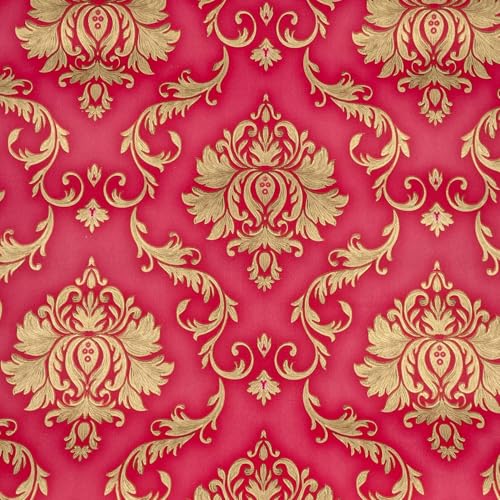 ANNA CREATIONS Self Adhesive Decorative Peel Stick Sea Green Waterproof Floral Wallpaper Removable Wall Sticker for Living Room Hall Decoration PVC Vinyl DIY Wall Stickers 45x304cm (Floral Vintage)