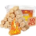 Fire Starter Rolls, 50 Pack Natural Fire Starters for Campfires, Fireplace, Wood Stove, BBQ Grill & Outdoor Fire Pit 10-Min Burn,Camping & Survival Accessories