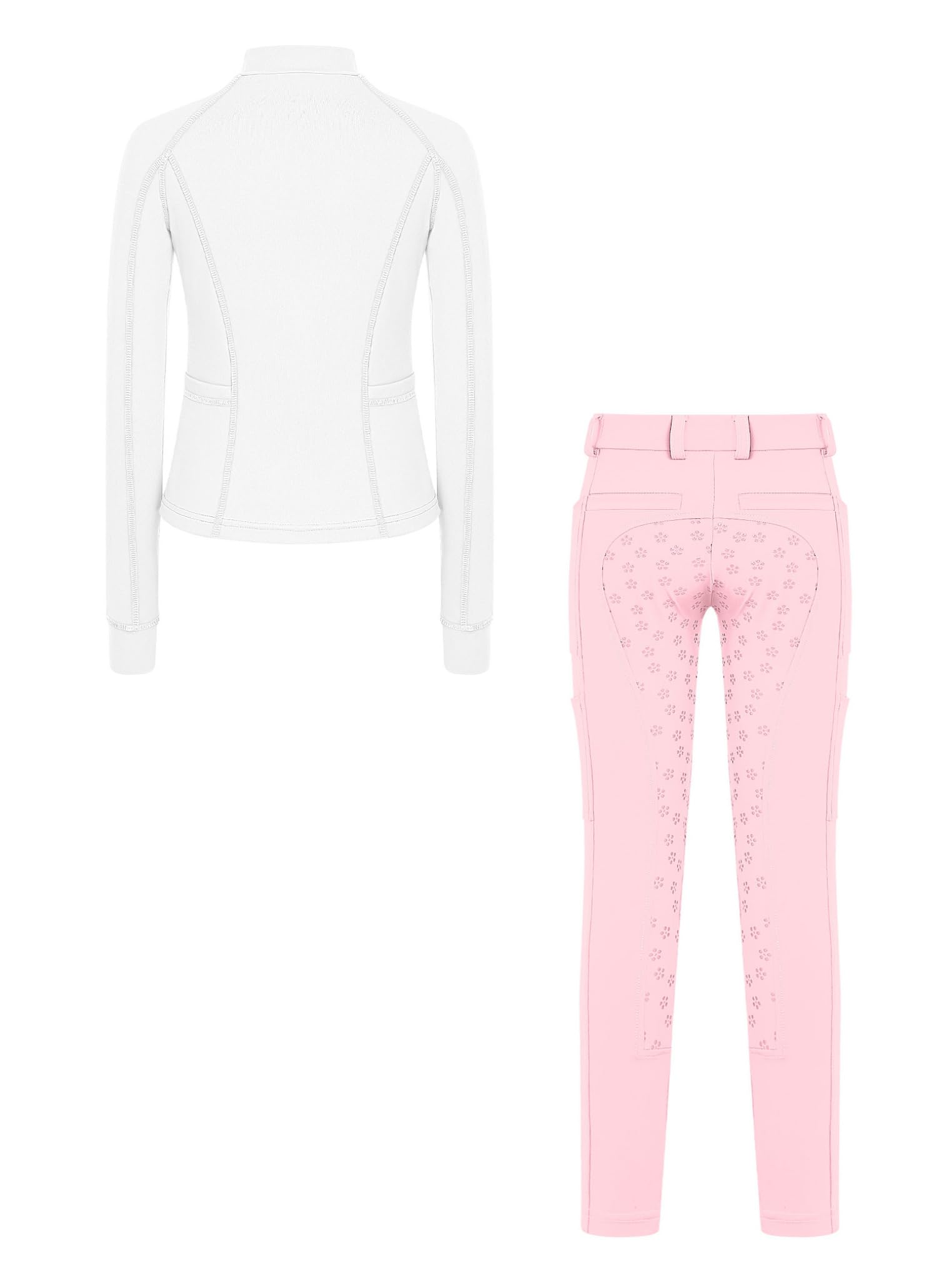Tuta da Ginnastica Artistica Bambina Camicette da Torneo Equitazione Maglietta a Manica Lunga + Pantaloni da Equitazione Leggings Sportwear