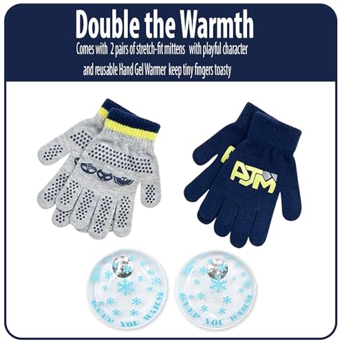 Image of PJ Masks Winter Hat and 2 Pair of Gloves or Mittens Set (Age 2-7)