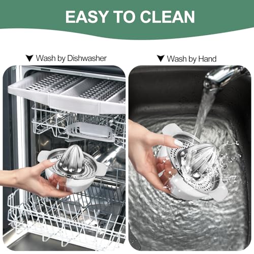 Presse-agrumes manuel en acier inoxydable - Passe au lave-vaisselle - Pour citrons, citrons verts, oranges et pamplemousses - Avec récipient de 400 ml - Presse-agrumes - Qualité professionnelle – Image 6